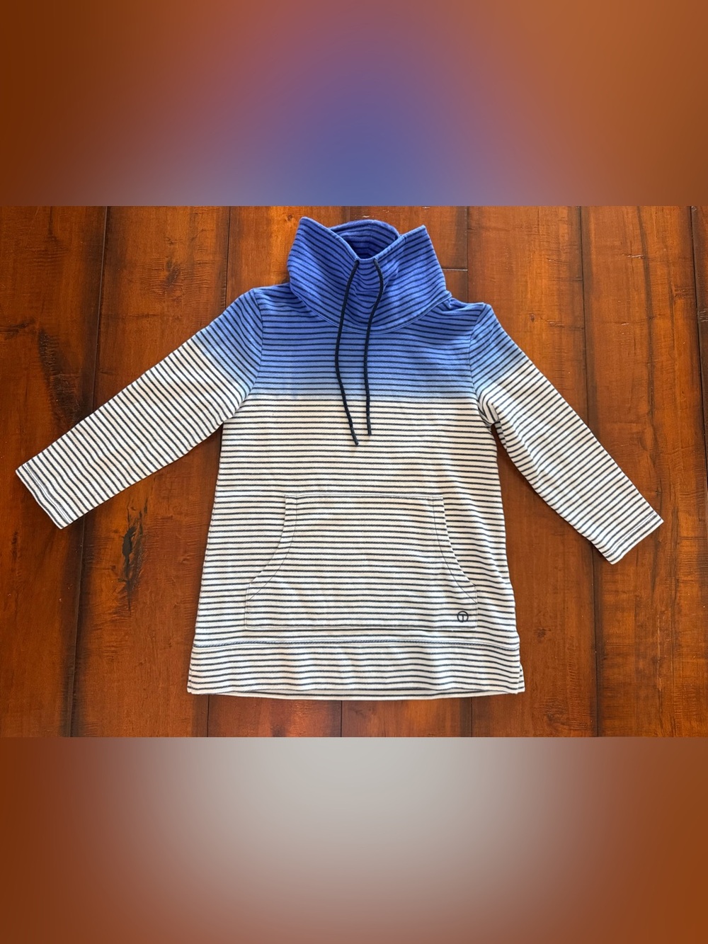 Talbots Blue and White Striped Funnel Neck Pullover